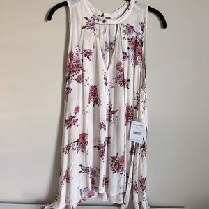 Free People Cream/Floral Tunic